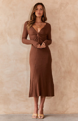 MAARA KNIT DRESS - CHOCOLATE