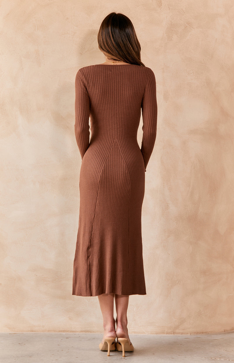 MAARA KNIT DRESS - CHOCOLATE