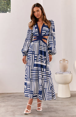 TATEY DRESS - NAVY PRINT