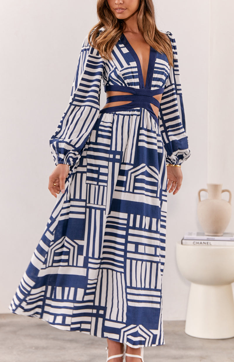 TATEY DRESS - NAVY PRINT