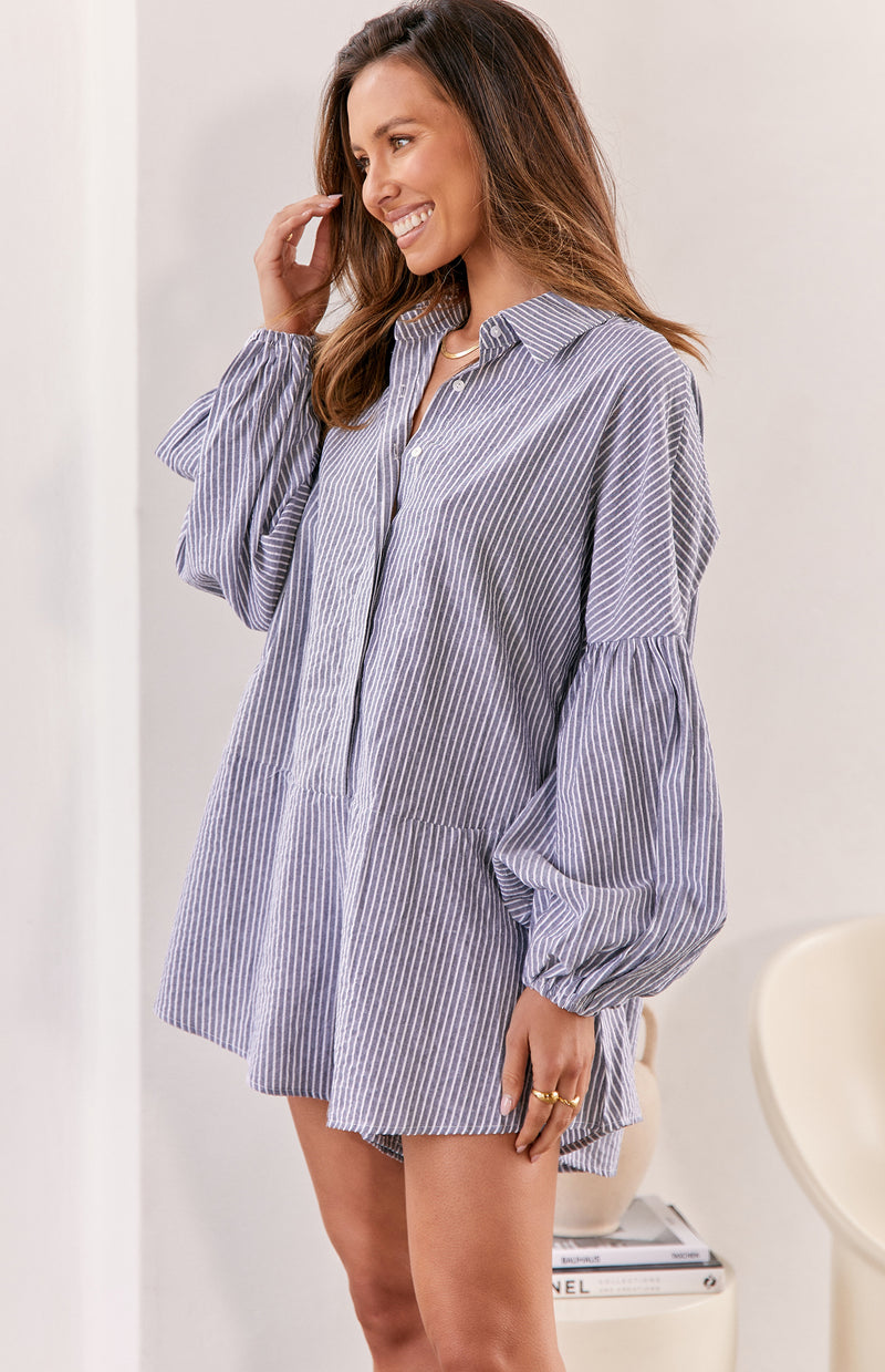 BLAIR PLAYSUIT - PINSTRIPE