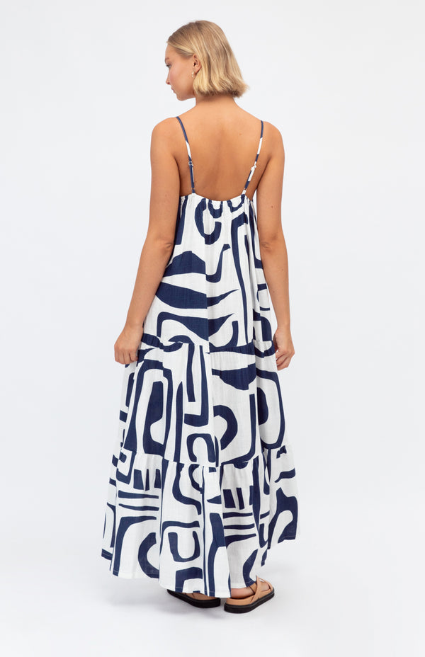 LISBON DRESS - NAVY PRINT