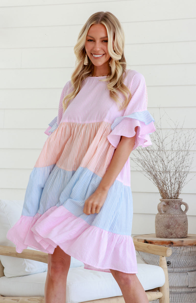 ESTHER DRESS - MULTI STRIPE