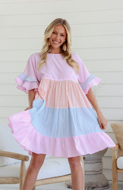 ESTHER DRESS - MULTI STRIPE