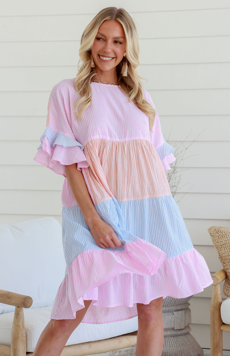 ESTHER DRESS - MULTI STRIPE