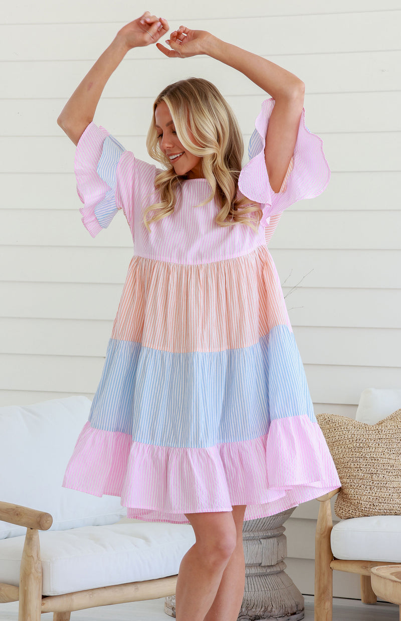 ESTHER DRESS - MULTI STRIPE