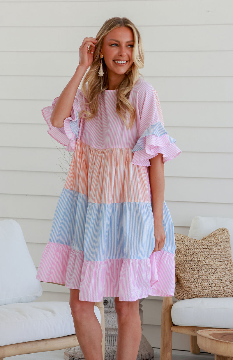 ESTHER DRESS - MULTI STRIPE