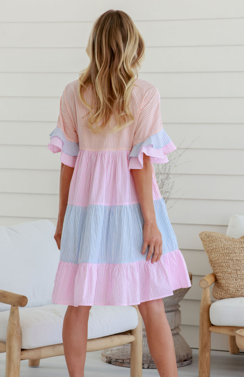 ESTHER DRESS - MULTI STRIPE