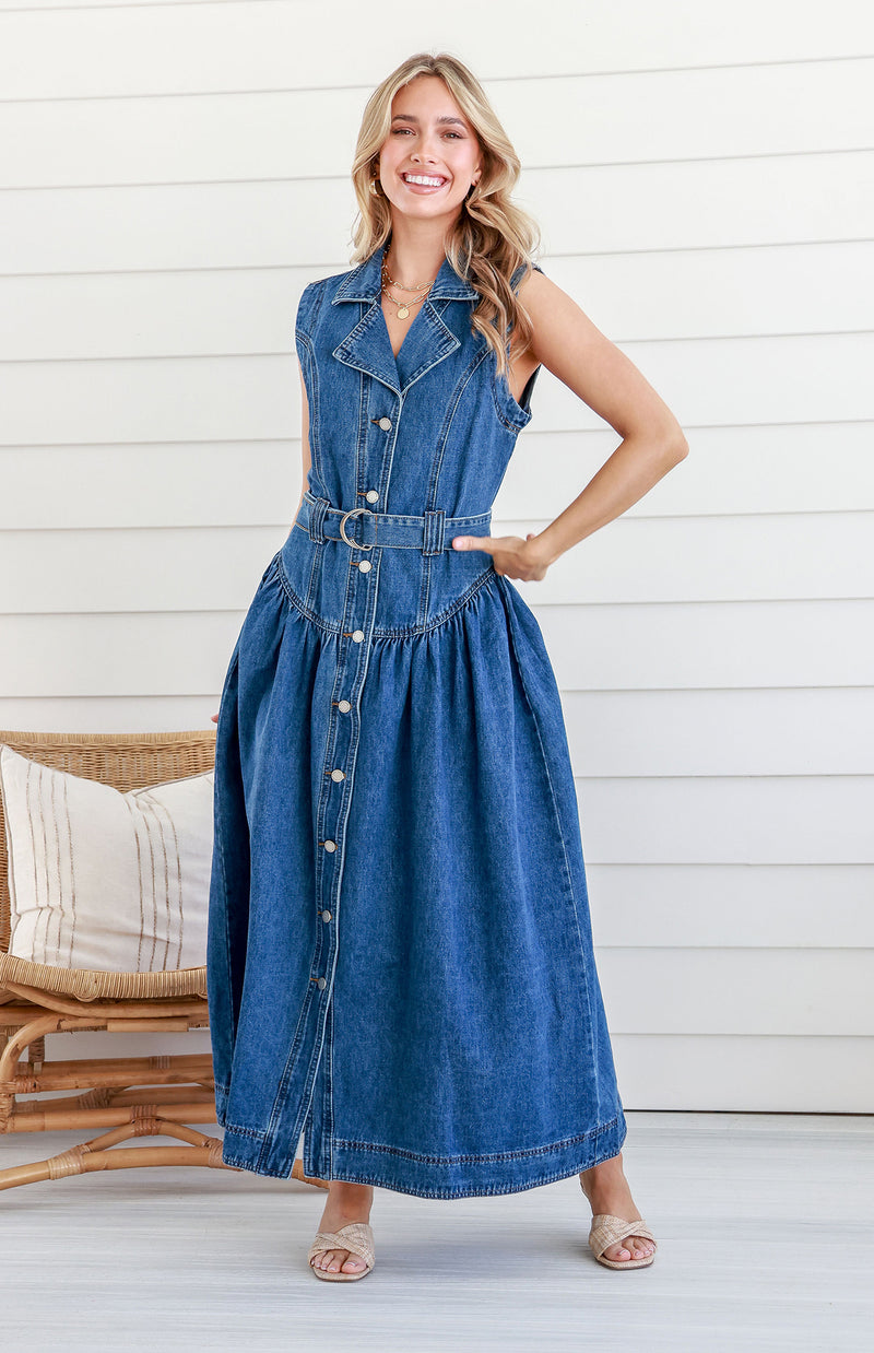 LONDON DRESS - DARK DENIM