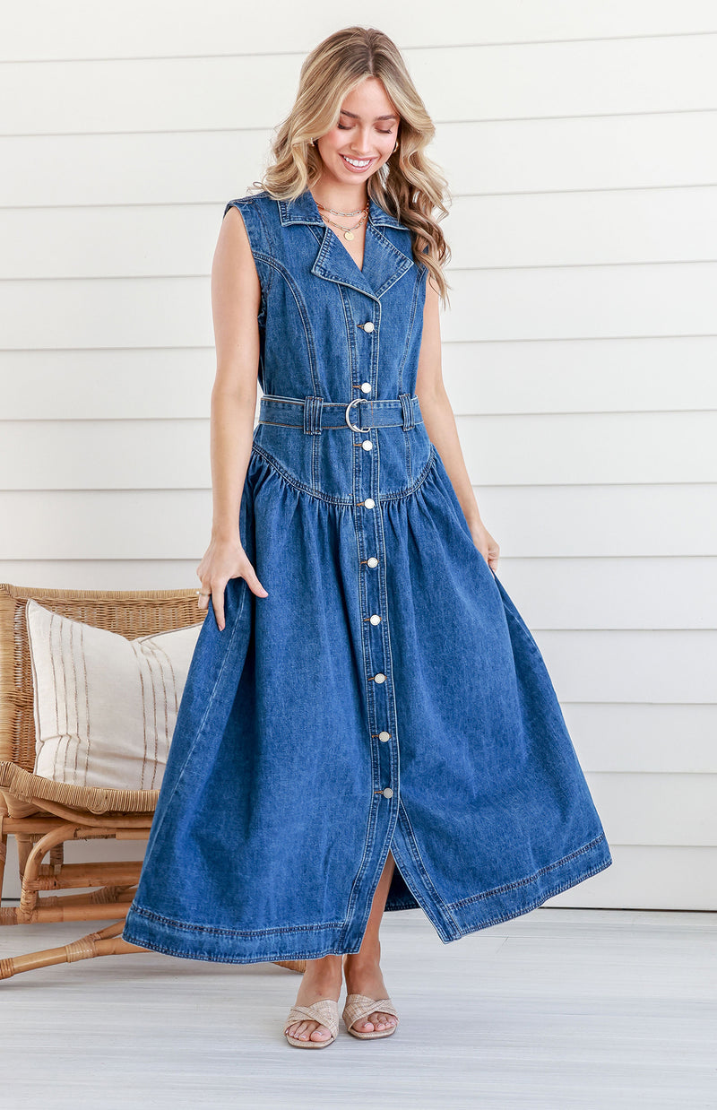 LONDON DRESS - DARK DENIM