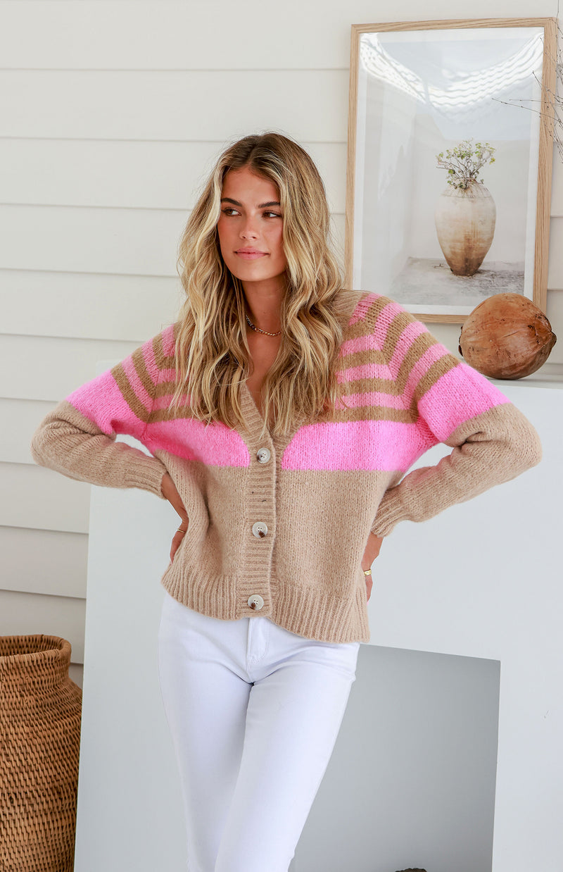 MULIN CARDI - LATTE/PINK