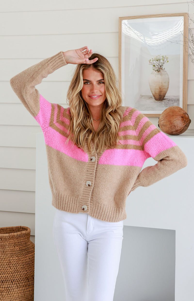 MULIN CARDI - LATTE/PINK