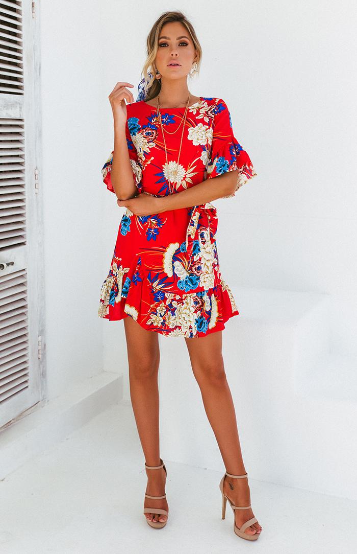 BOTANICA DRESS - RED PRINT