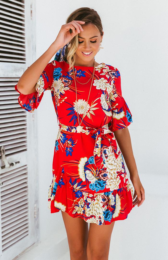 BOTANICA DRESS - RED PRINT