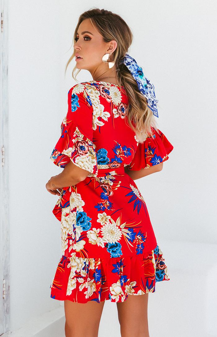 BOTANICA DRESS - RED PRINT