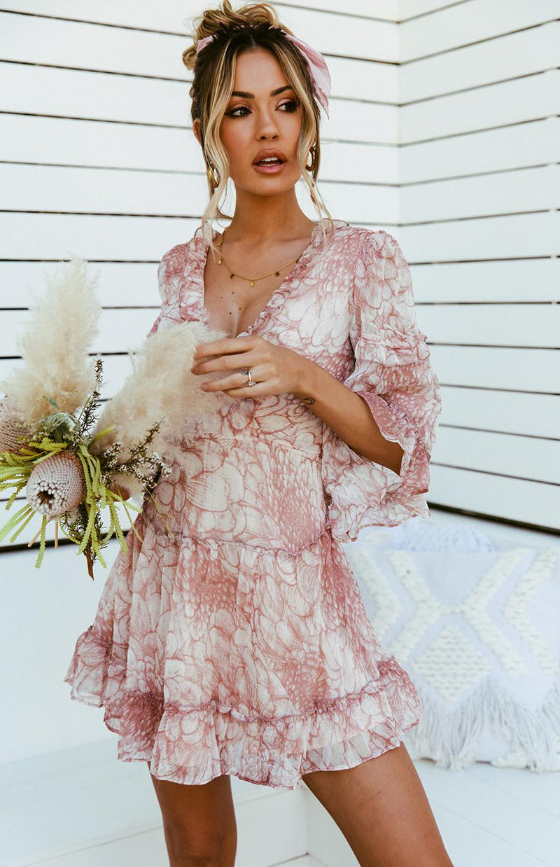 ADELINA DRESS - BLUSH PRINT