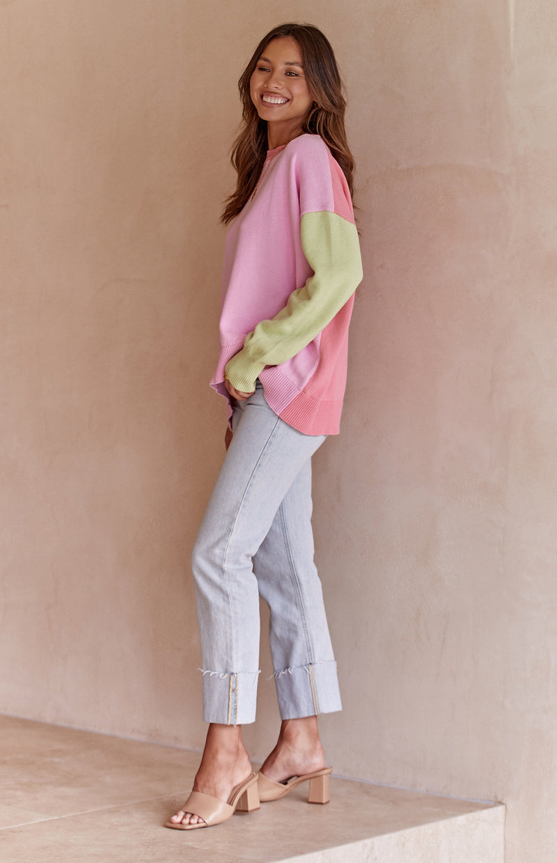 COLOURBLOCK KNIT - PINK