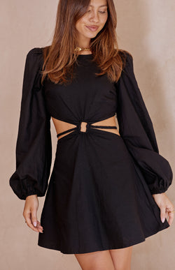BORDER DRESS - BLACK