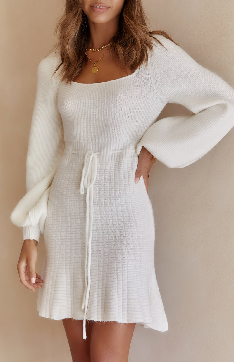 HAYDEN KNIT DRESS - WHITE
