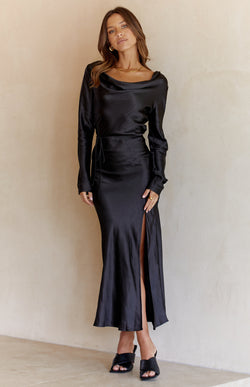 JASMIN MIDI DRESS - BLACK