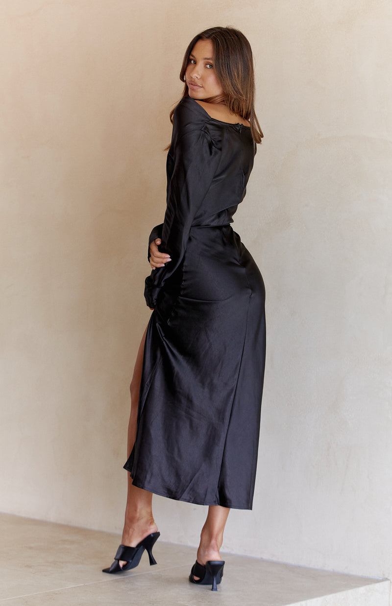 JASMIN MIDI DRESS - BLACK