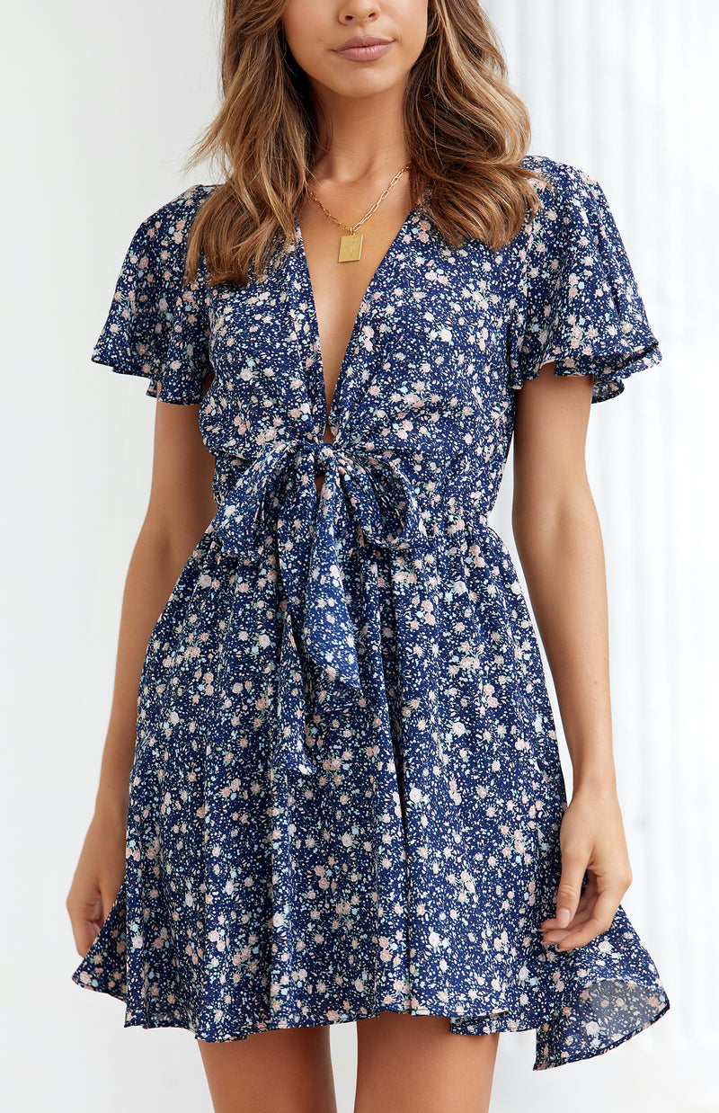 POOLI DRESS - NAVY PRINT