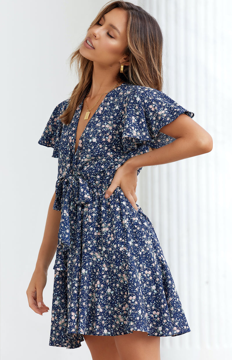 POOLI DRESS - NAVY PRINT
