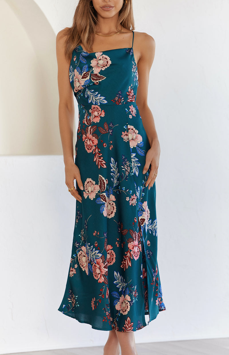ELSA DRESS - FOREST GREEN PRINT