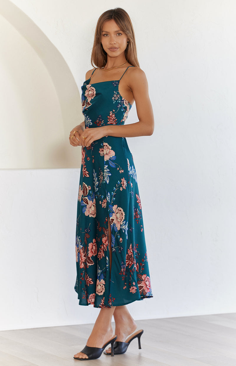 ELSA DRESS - FOREST GREEN PRINT