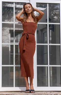 SAUVAGE MIDI DRESS - CHOCOLATE