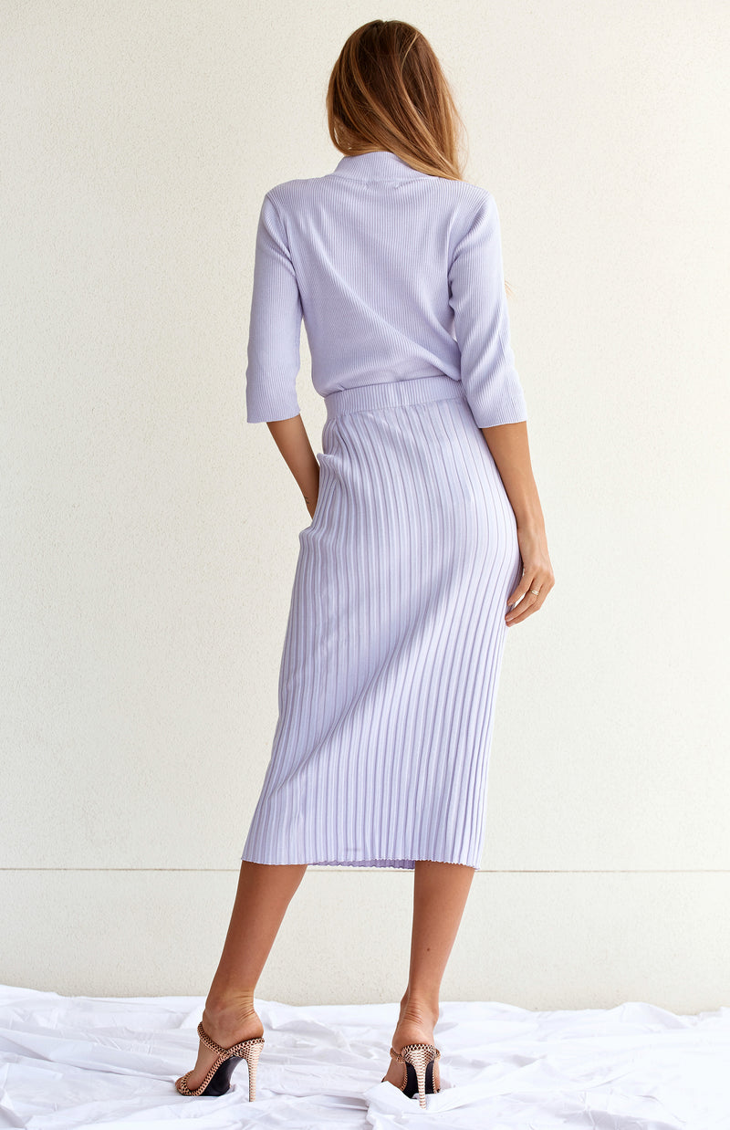 JANSEN KNIT MIDI SKIRT - LILAC