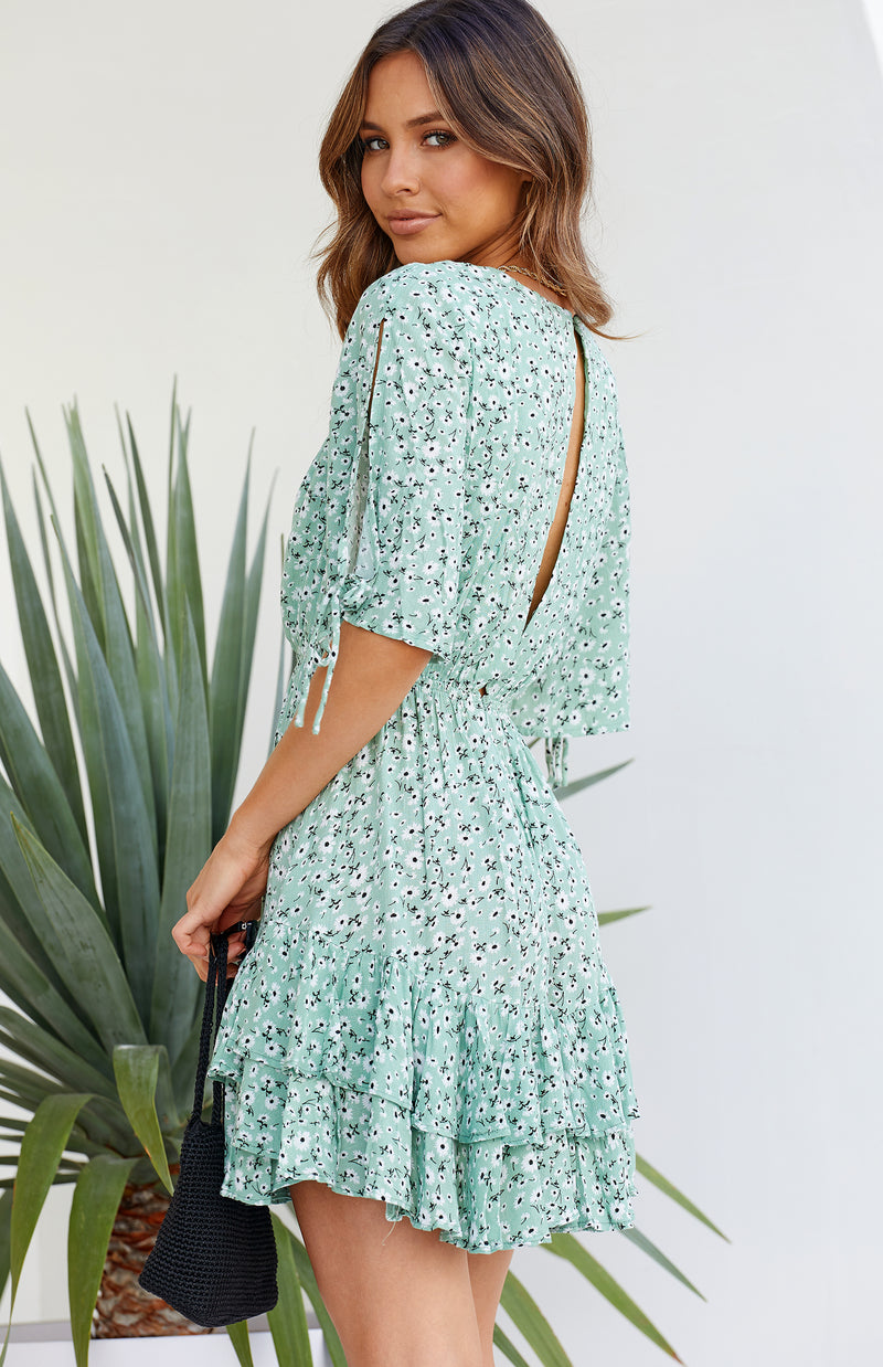 HALO DRESS - GREEN PRINT