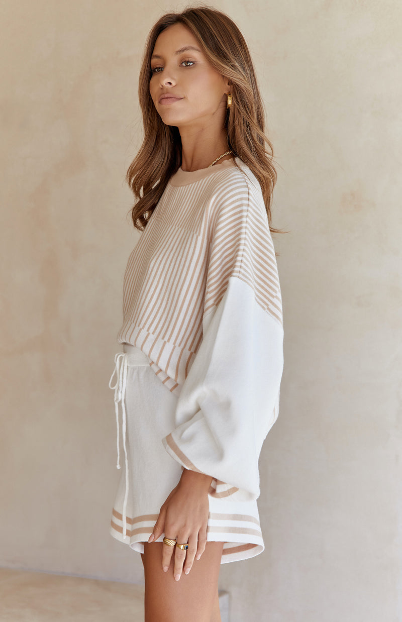 VIRGO KNIT SHORTS - BEIGE