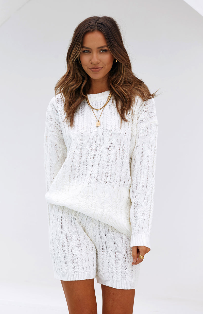 ZEBA KNIT SHORTS - IVORY