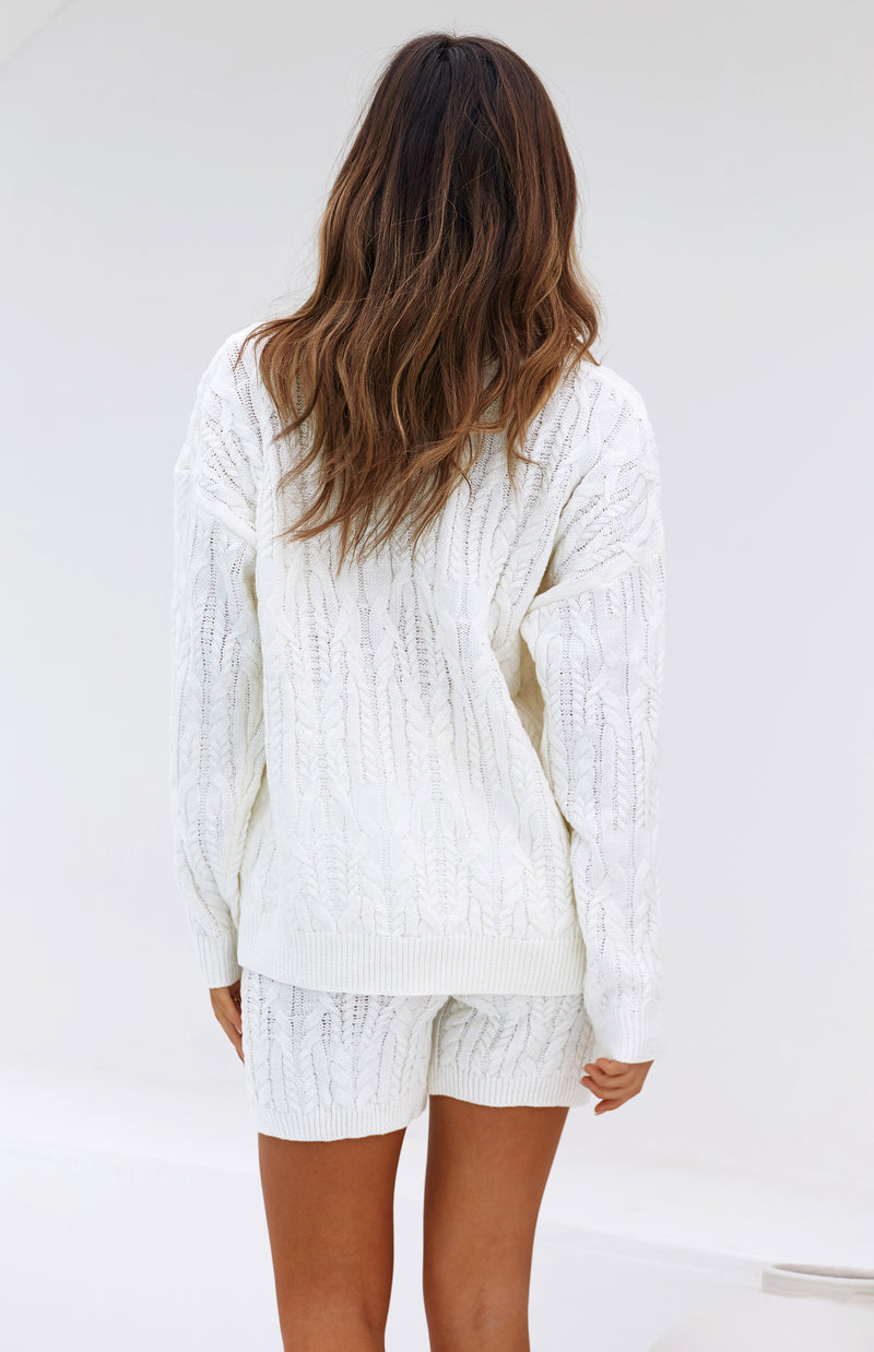 ZEBA KNIT SHORTS - IVORY