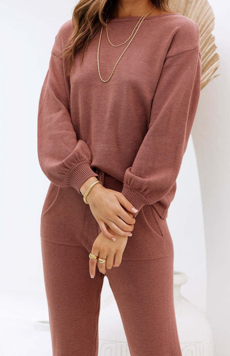 ZIZI KNIT PANTS - ROSE