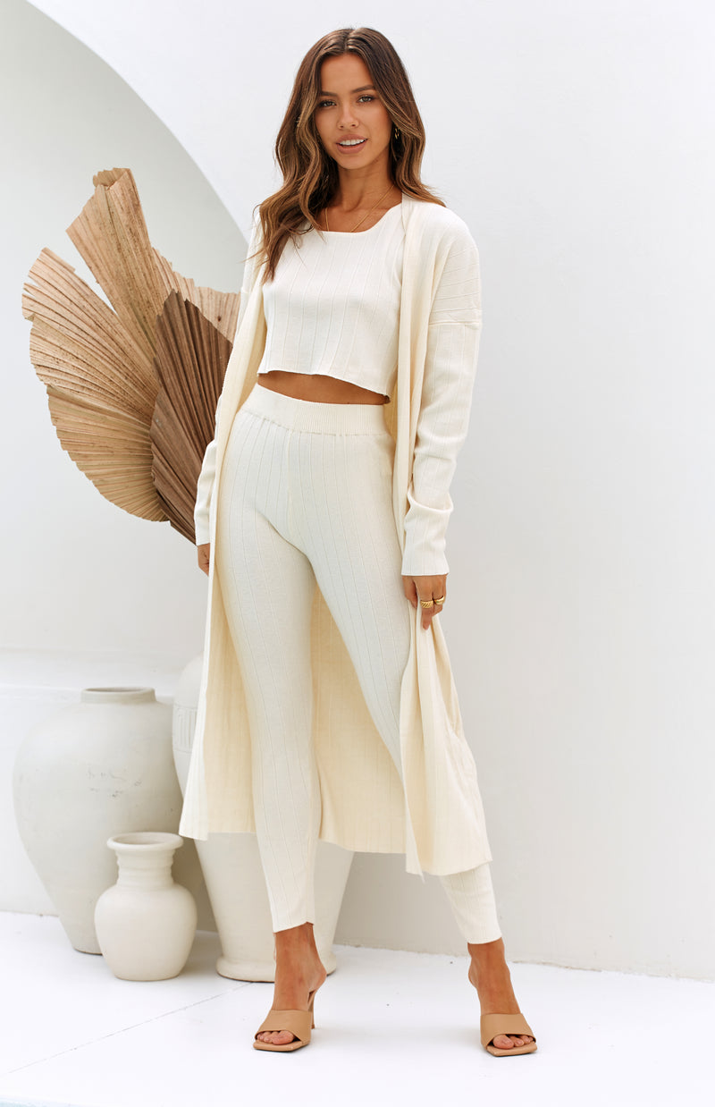 ROUGE RIBBED PANTS - CREAM