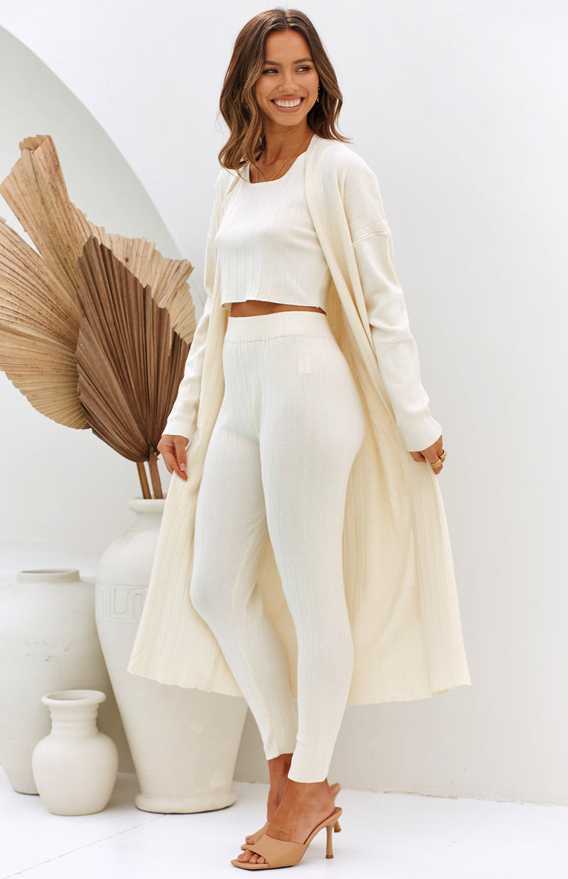 ROUGE RIBBED PANTS - CREAM